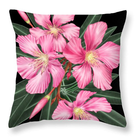Pink Oleander - Throw Pillow