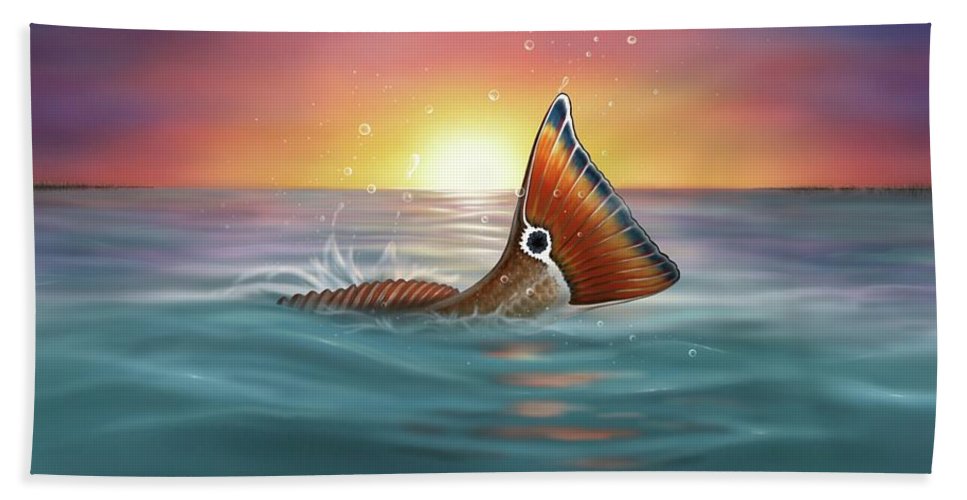Redfish - Tranquil Tail - Beach Towel