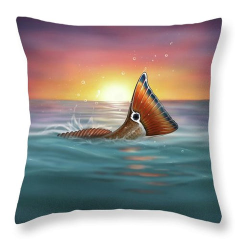 Redfish - Tranquil Tail - Throw Pillow