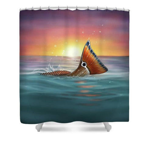 Redfish - Tranquil Tail - Shower Curtain