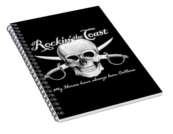 Rockin The Coast  Pirate Black - Spiral Notebook