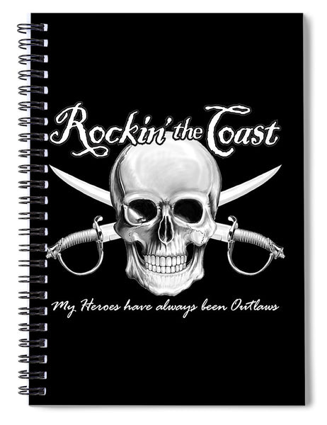 Rockin The Coast  Pirate Black - Spiral Notebook