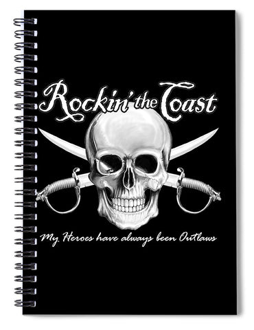 Rockin The Coast  Pirate Black - Spiral Notebook
