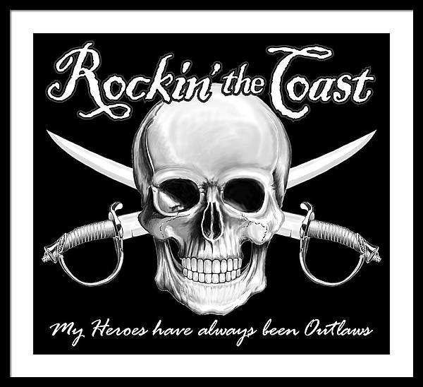 Rockin The Coast  Pirate Black - Framed Print