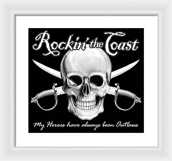 Rockin The Coast  Pirate Black - Framed Print