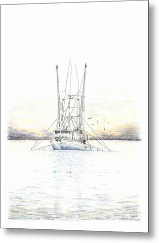 Sunset Trawler - Metal Print