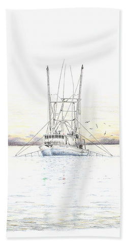 Sunset Trawler - Beach Towel