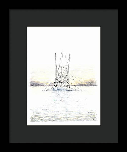Sunset Trawler - Framed Print