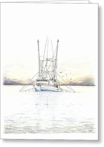Sunset Trawler - Greeting Card