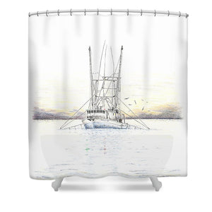 Sunset Trawler - Shower Curtain