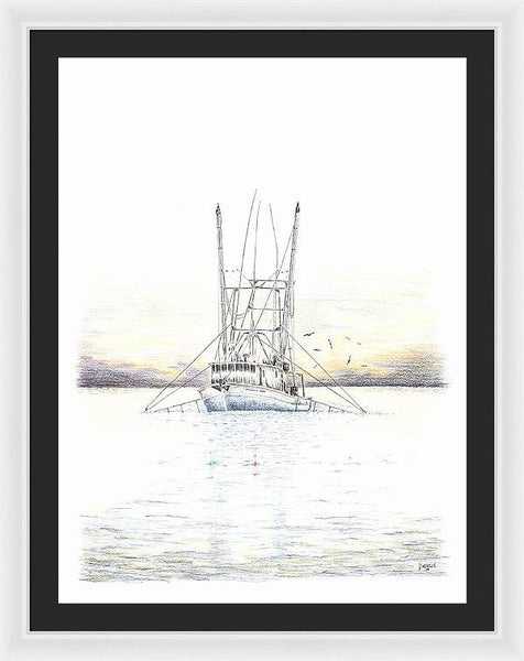 Sunset Trawler - Framed Print