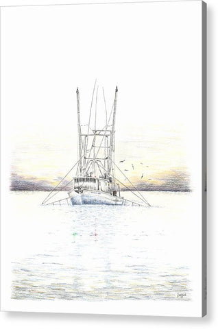 Sunset Trawler - Acrylic Print