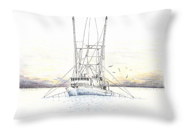 Sunset Trawler - Throw Pillow