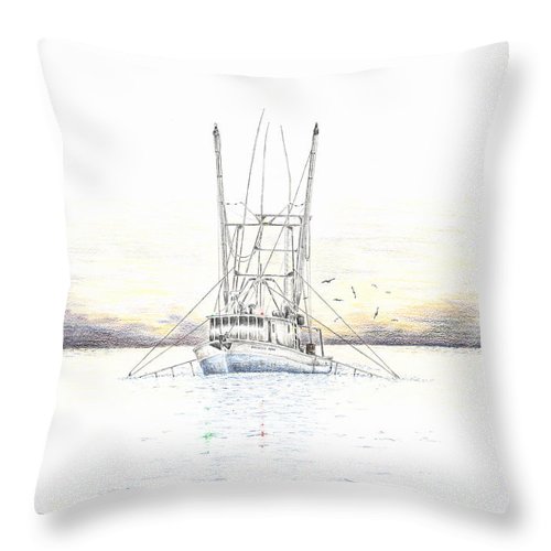 Sunset Trawler - Throw Pillow